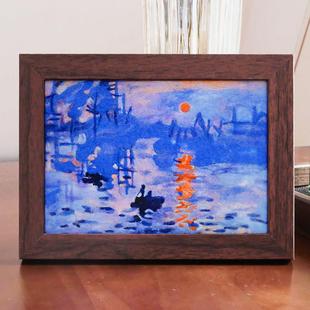 数绵羊羊毛毡羊毛毡diy材料包 饰摆饰送情侣礼物 莫奈日出相框画装