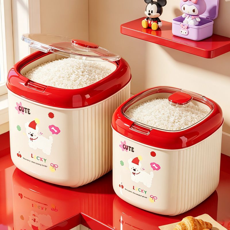 新款米桶家用密封防虫防潮带盖加厚食品级面粉储存容器大容量米箱