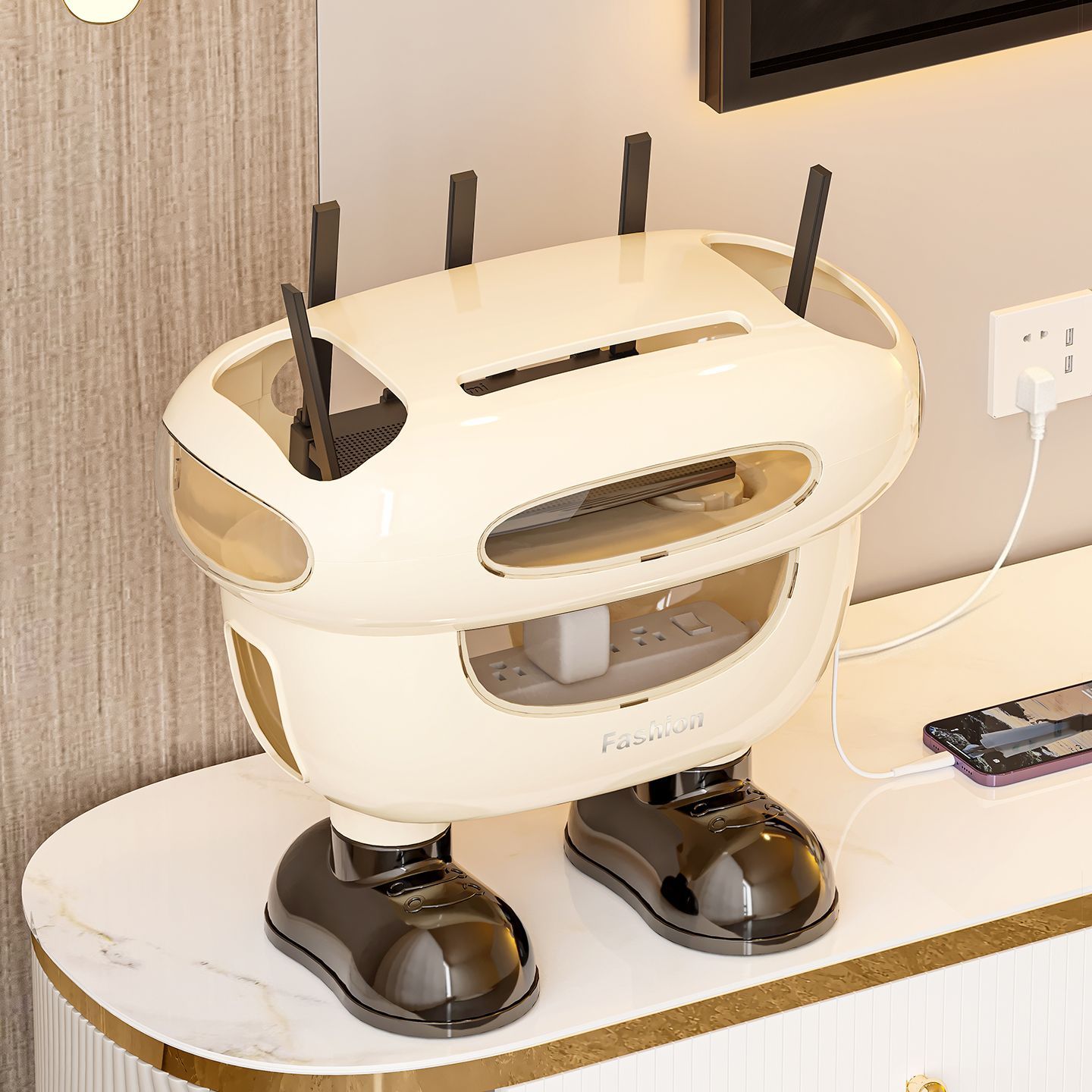 新款wifi路由器收纳盒容量多功能防尘多层置物架家用增高收纳神器
