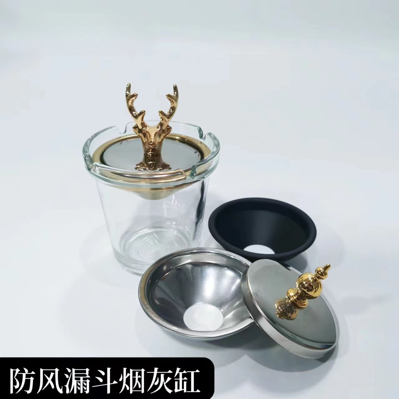 卡通小鹿提手水杯盖创意不锈钢杯盖碗盖防尘圆形茶杯盖马克杯盖子