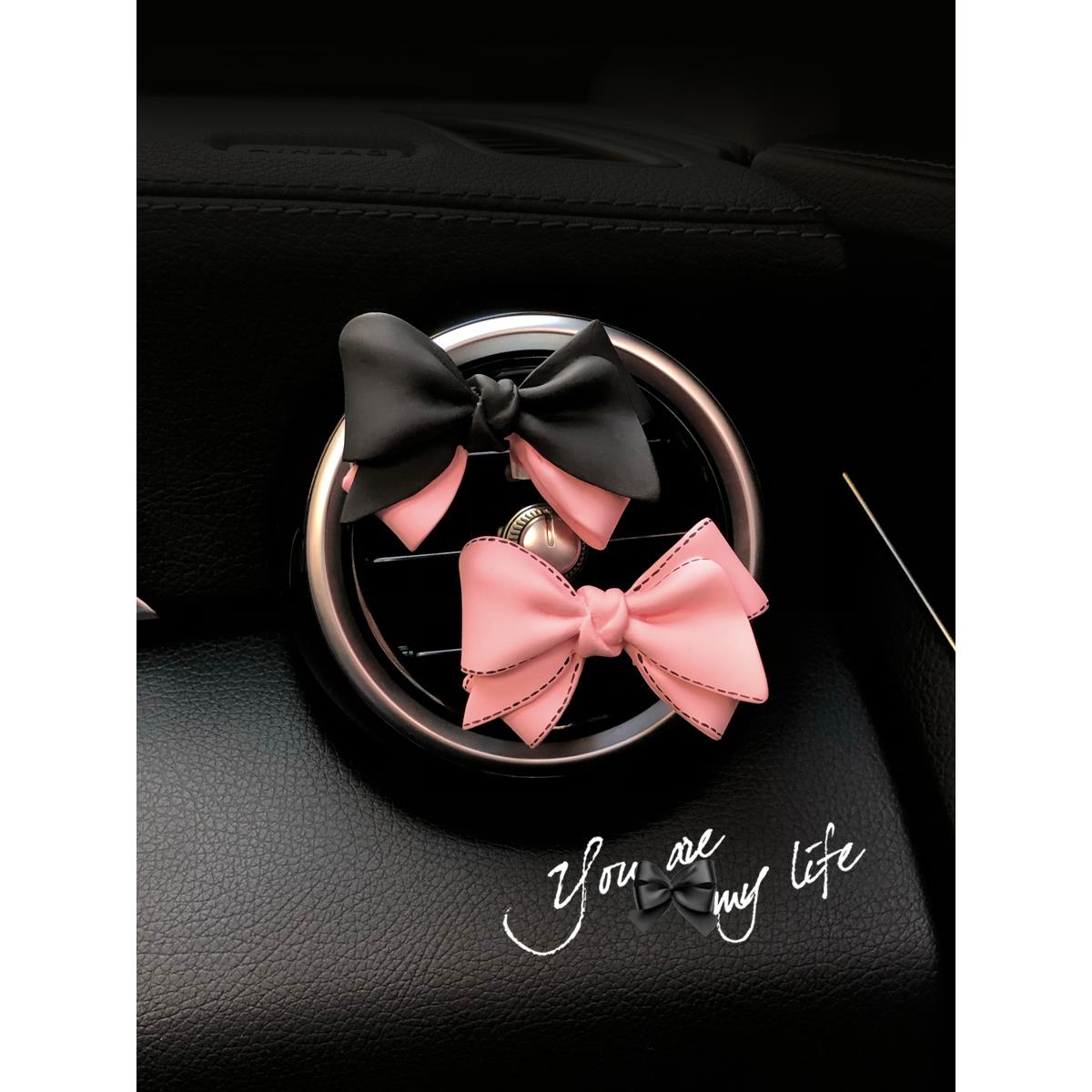 车载香薰汽车香水网红女神款蝴蝶结车上出风口扩香石车内装饰车用