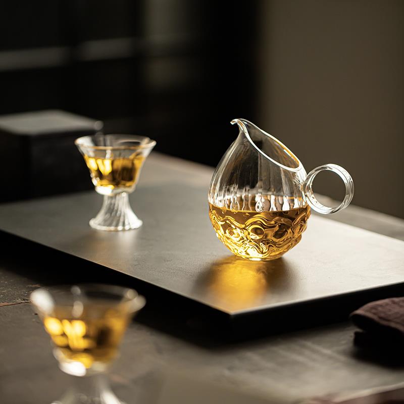 尚器 凝珠玻璃公道杯茶海茶具加厚气泡公杯分茶器日本茶道泡茶杯