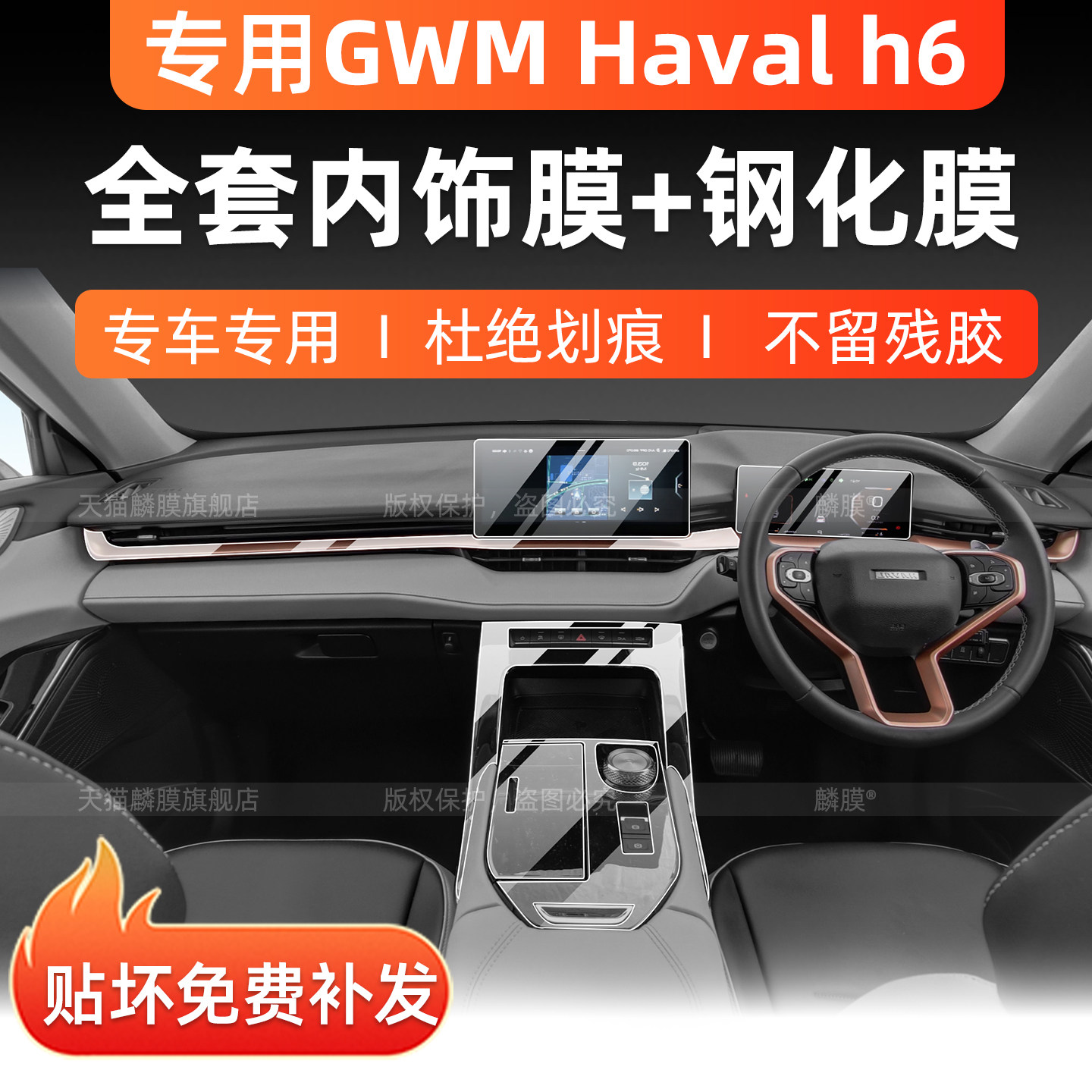第三代havalh6右舵中控保护贴