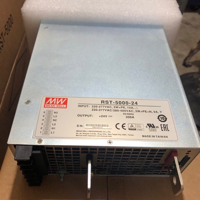 台湾明纬RST-5000系列24V/36V/48V大功率PFC三相可调开关电源