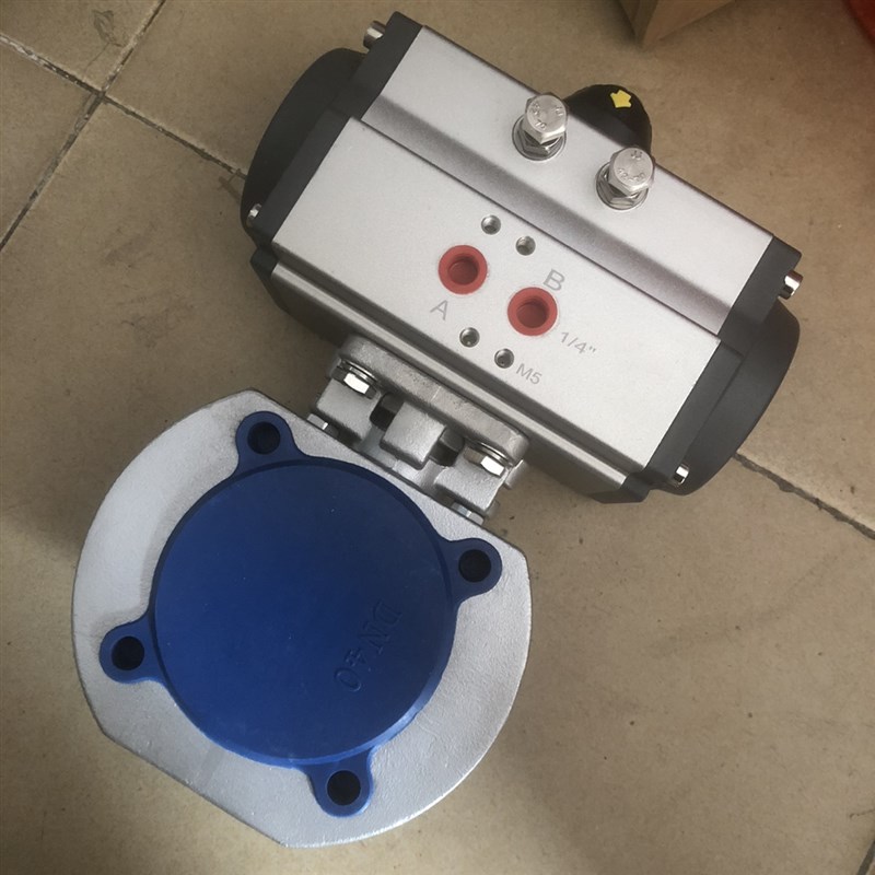 薄型气动球阀 对夹式法兰气动球阀 DN40/50/65/80/100罐底气动阀