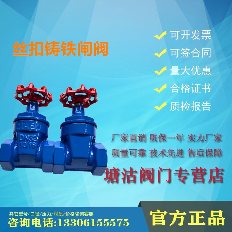 螺纹丝扣软密封闸阀Z15X-16Q球墨铸铁天津塘沽瓦斯特开维喜TWT25