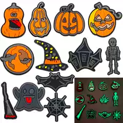 Glow-In-The-Dark Halloween Clog Shoe Accessories, Decorative Buttons, Cool Cartoon Shoe Charms, Creative Soft Rubber Shoe Charms Recommended