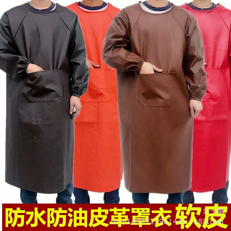 杀猪围裙防水防油长皮革专用卖肉工作服加厚水产杀鱼防水罩衣大人