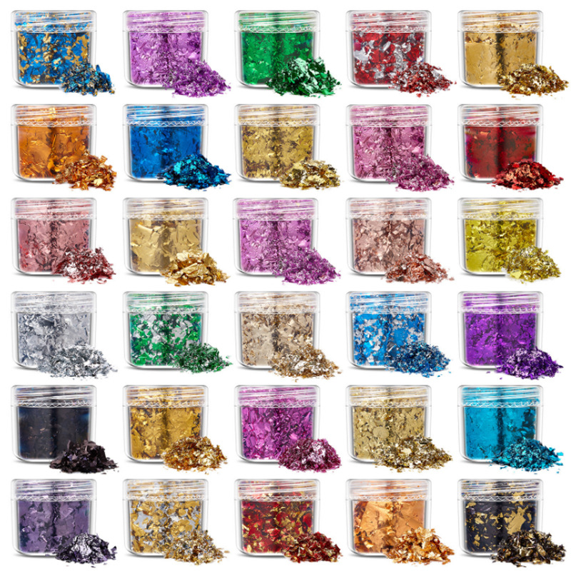 新款美甲亮片饰品贴片装饰彩色箔碎金葱粉南京金箔纸直销