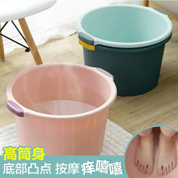 泡脚桶加高过小腿大深桶塑料洗脚盆按摩厚足浴神器保温养生家用