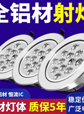 开孔7公分LED天花孔灯3W5W7W12W嵌入式2.5寸吊顶 客厅射灯筒子灯