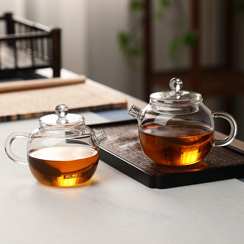 玻璃小壶绿茶壶花泡茶神器茶壶生壶耐热玻璃带盖小巨轮中式精致手