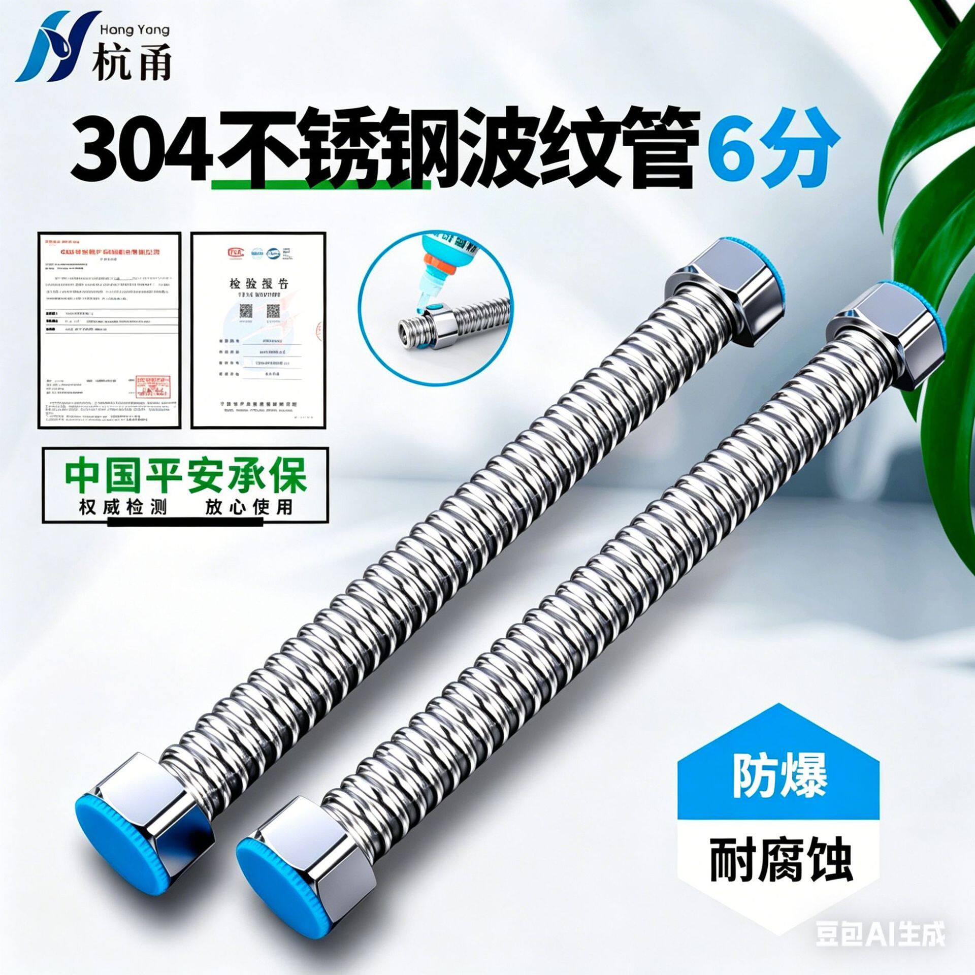 加厚不锈钢波纹管6分热水器高压管冷热进上水管防爆软管dn20