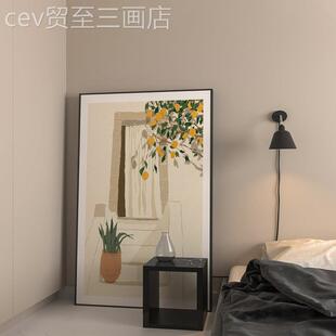 网红莫兰迪简色岩挂画风约画卧室油关金玄属框画砂可客制化设计