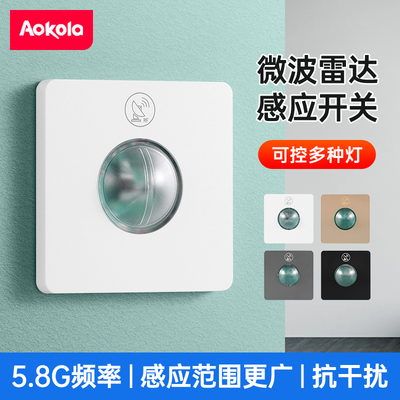 二线微波雷达感应开关楼道走廊四线可调人体感应开关220v人走灯灭
