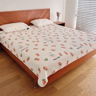 纯棉床盖单件韩国斜纹全棉绗缝被双面夹棉防滑卡通V床单榻榻米床