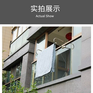 阳台窗外晾衣架衣杆m 不锈钢伸缩晒被杆 免打孔窗户室内凉衣物架