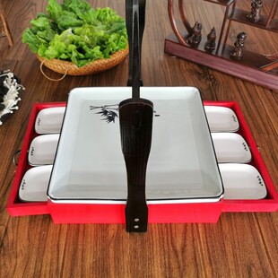 明档摆台中式红色手提抽屉形特色B餐具放蘸料烤鸭白斩鸡酒店饭店