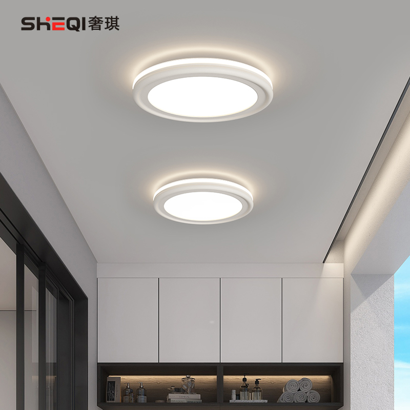 超薄阳台灯过道走廊吸顶灯简约圆形LED玄关入户门衣帽间三防灯具