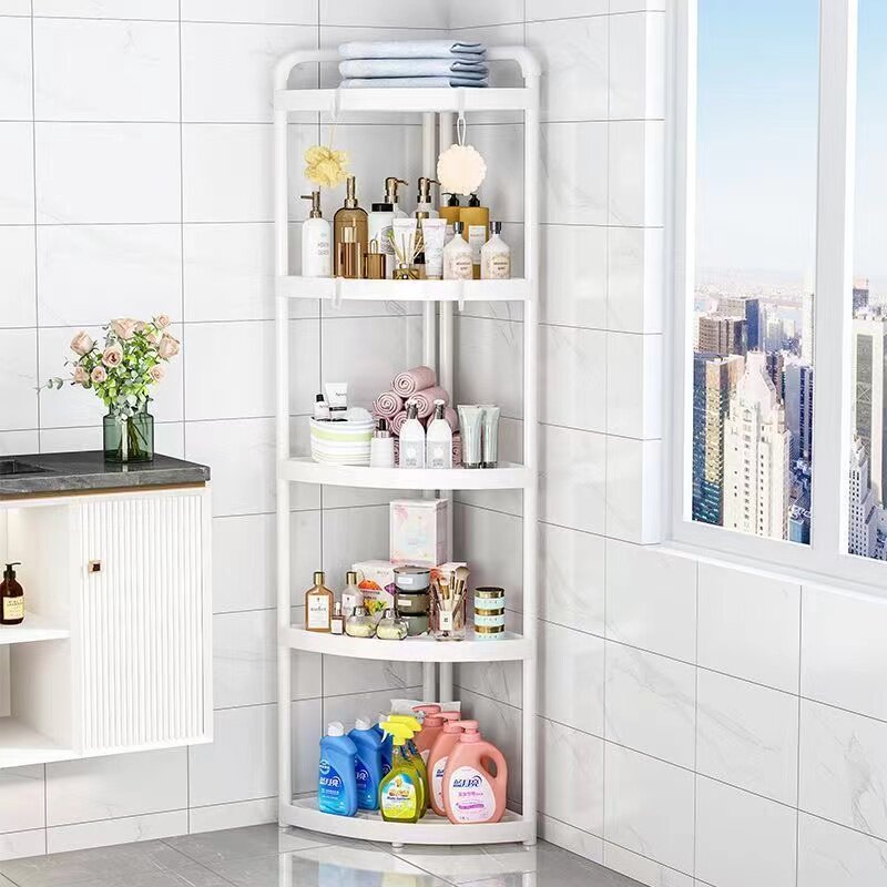 卫生间专用三角洗浴置物架落地放洗发水沐浴露夹缝马桶转角储物架