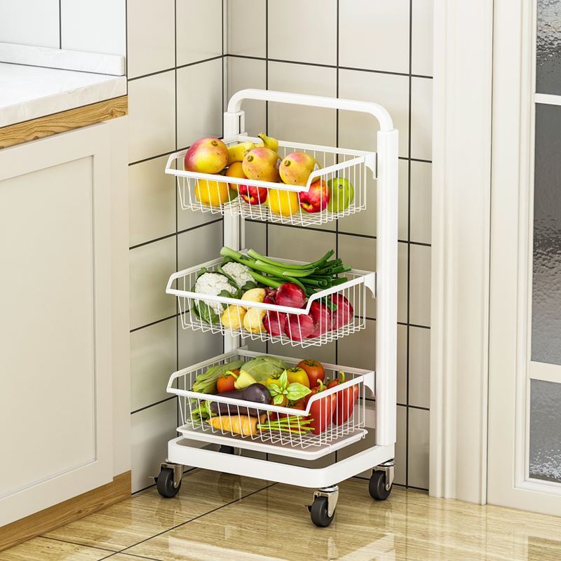 蔬菜置物架厨房多层落地水果菜篮子收纳架家用小推车可移动多功能