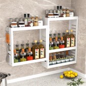 壁挂式 厨房多层置物架墙上免打孔调味罐架浴室洗手间阳台收纳置物