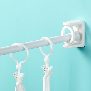 旋转挂环升级免钉圆环挂杆托毛巾杆支架免打孔窗帘浴帘杆托架支架
