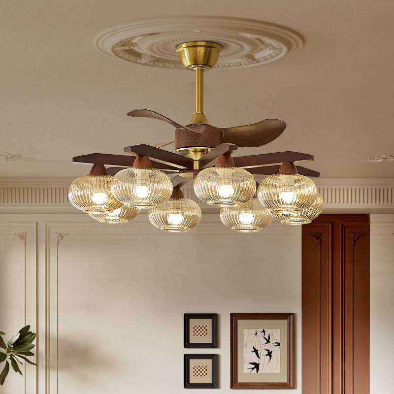 客厅吊扇灯美式复古大厅主灯新中式玻璃实木卧室书房餐厅电风扇灯,电子/电工,接线端子,淘宝优惠券,粉丝福利购,淘宝优惠卷
