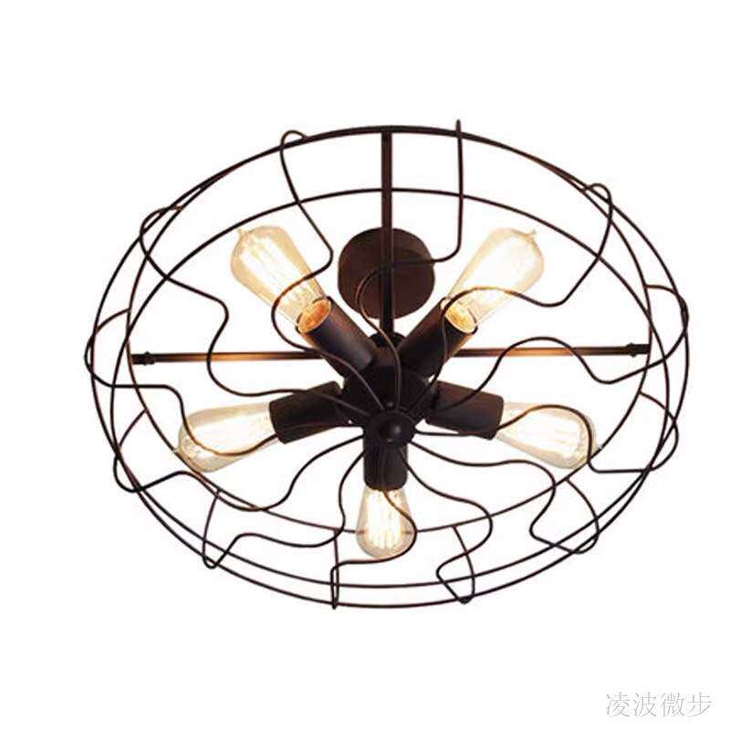 美式复古铁艺风扇吊灯客厅餐厅卧室酒吧台店铺艺术具多头吊灯