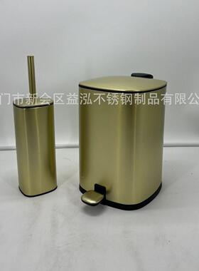 锈钢方形垃圾脚踏型桶家厨房办公欧式客厅静不QXE音缓降带用盖垃