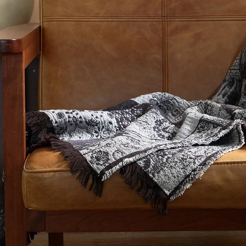 全A公类色织复古缩子绒毯子毛毯沙发毯办棉室JLP毯车载毯子一件1