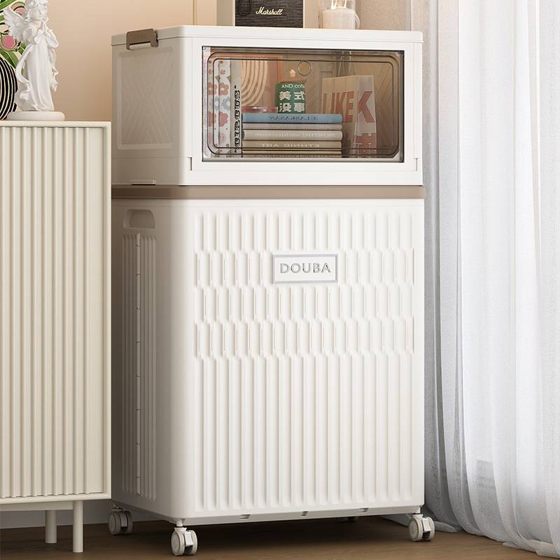 折叠收纳箱翻盖式脏衣服收纳框大容量卧室被子储物箱带滑轮收纳柜