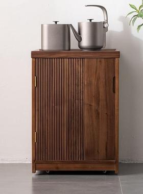 黑胡桃木茶柜边烧水壶一体茶水几几可移动边柜实木边YMU沙发侧柜