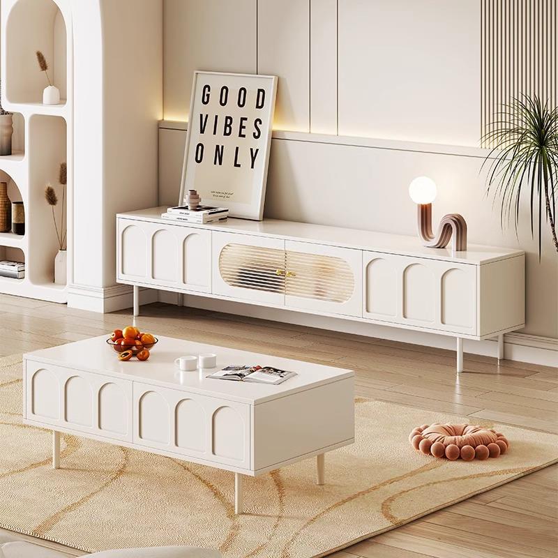 茶奶油风式几电视简约高柜端新款小户6612款电型客厅家法用收纳储