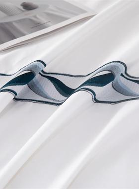 套四件套布草60支全棉白色贡缎民馆宿439床上用品被床单宾枕套被