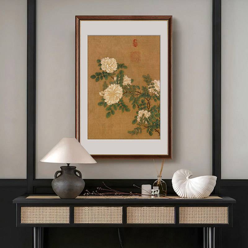 法式中国风客厅装饰画新中式挂画茶室书房中古风壁画复古小众墙画图片