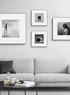 白艺廊术人物摄影文艺挂画办公走挂画餐厅壁画样79170板黑房店酒