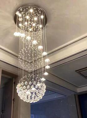 旋梯转楼吊灯别墅客网厅lo44847ft公寓水晶大吊灯现代简约红101V