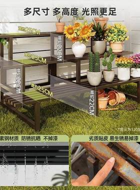 不锈钢花架户花外庭艺院置物台架阳铁阶梯多YIQ层盆架客厅落地花