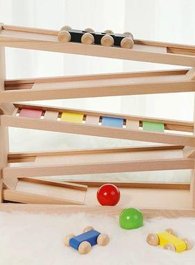 蒙氏教具滚球踪轨道亲婴幼儿1-3岁视觉PJN追多器种辩色球玩具子划