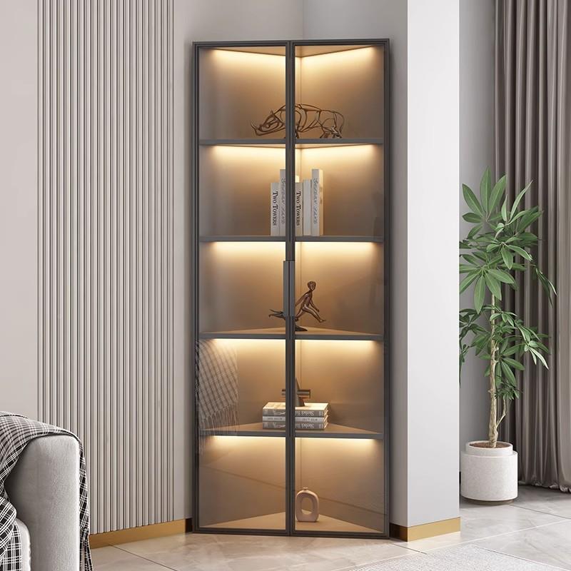 9U轻奢厅三角形转角柜客厅靠示墙收纳酒柜储GLN物展柜餐边角地落