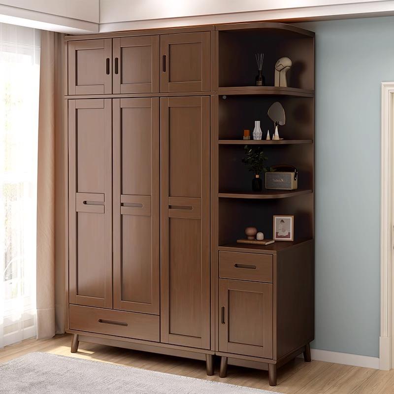 全实木衣柜原木门物对开衣BKR橱现简代约两门三门家用收纳柜卧室