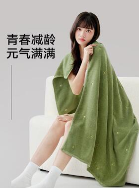 巾家用纯棉吸水女情棉侣100全大人男毛IWV巾三件套成人浴绿2025新