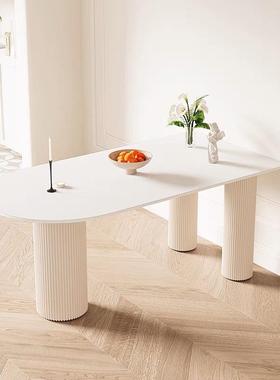 奶油风饭纯白色组岩NCM板餐桌餐椅合现代约小户型家用半圆形简吃
