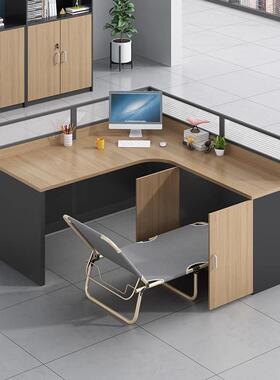 办公桌椅组合带屏风卡折座4四人63412职员财务桌子带休位息床叠床