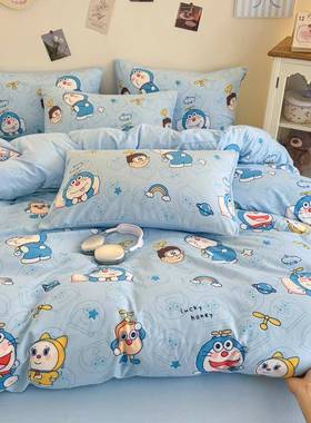 海绵宝宝爱水套洗棉件卡通云QVI朵棉床单被套可学四生宿舍女生三