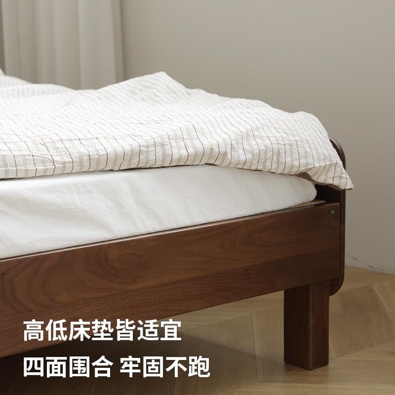 齐边美小户型米床双实人床主卧床黑胡桃木米WML木床简现北代约