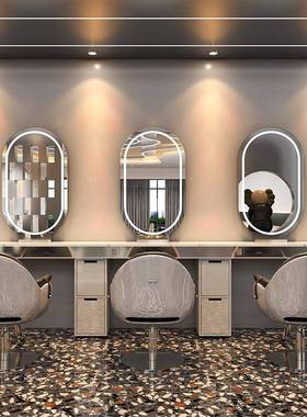 网红店美发镜台带th95105灯单廊面发大理石理发双镜子带柜剪发烫