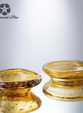 钻石星重代水晶玻璃厚蓝色大果家盘638现简约软装饰品工艺品居摆