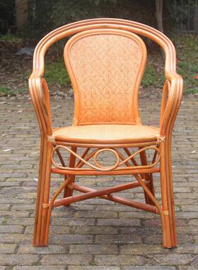 藤椅天然OVZ真藤家用人老人背手工编织椅台单子阳客厅休闲靠椅办